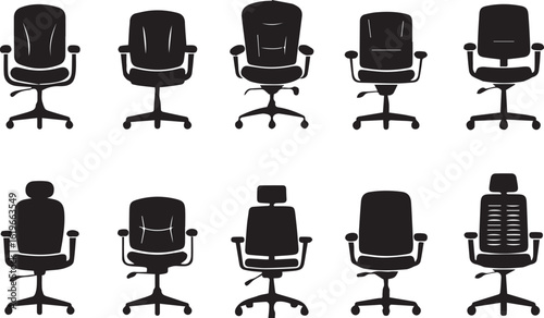 Office chairs silhouette set