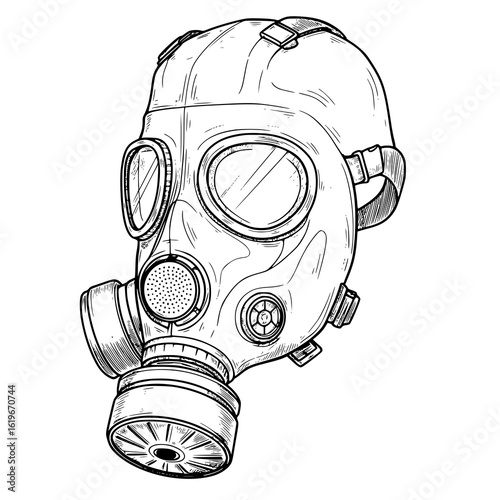 Classic gas mask sketch for safety themes