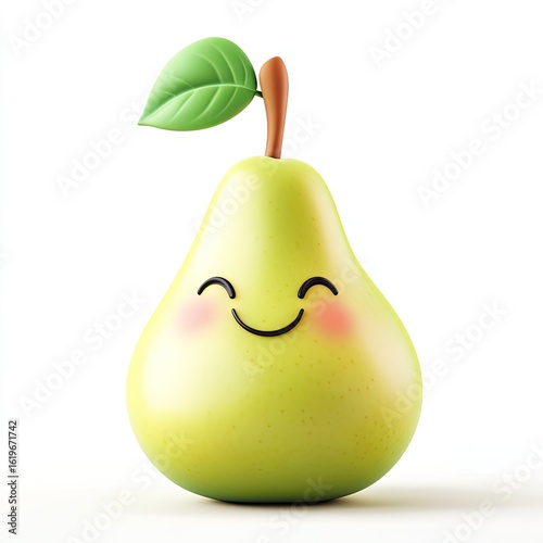 Cute Cartoon Pear: Happy Fruit Illustration