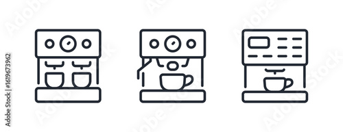 Coffee machine editable stroke outline icon isolated on white background flat vector illustration. Pixel perfect. 64 x 64.