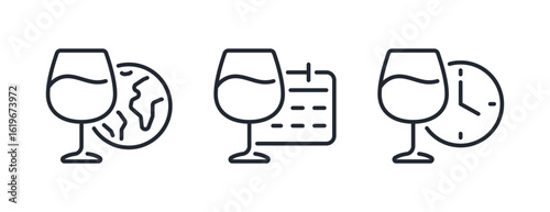 Wine celebration editable stroke outline icon isolated on white background flat vector illustration. Pixel perfect. 64 x 64.
