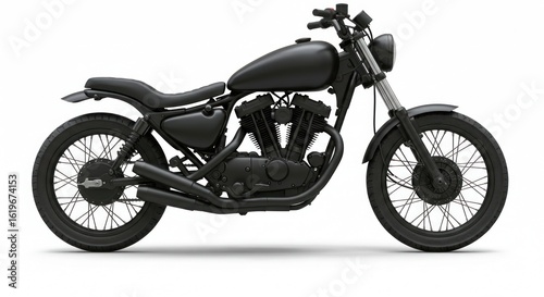 Wallpaper Mural Matte black motorcycle with spoked wheels. Side view, clean design, minimalist aesthetics Torontodigital.ca