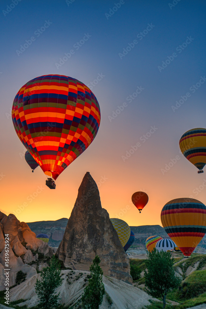 custom made wallpaper toronto digitalHot air balloons flying over fairy chimneys at sunrise in Cappadocia