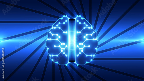Glowing Neural Brain Circuit with Artificial Intelligence Concept