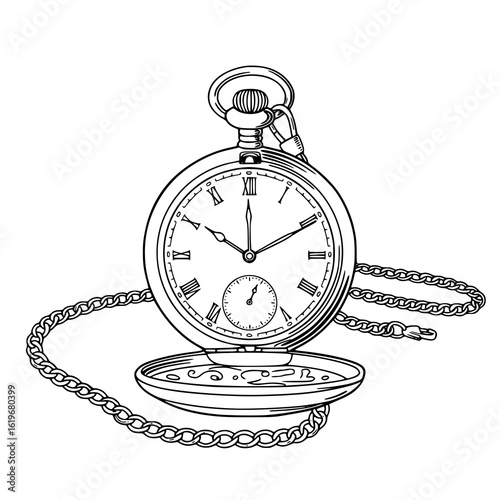 Elegant pocket watch with chain, classic timekeeping style