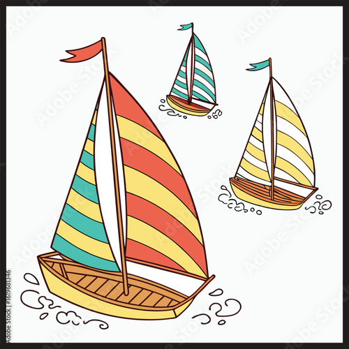 Sail boat flat style