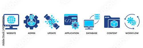 Wallpaper Mural CMS icon set vector illustration concept relate to content management system with icon of website, admin, update, application, database, content and workflow Torontodigital.ca
