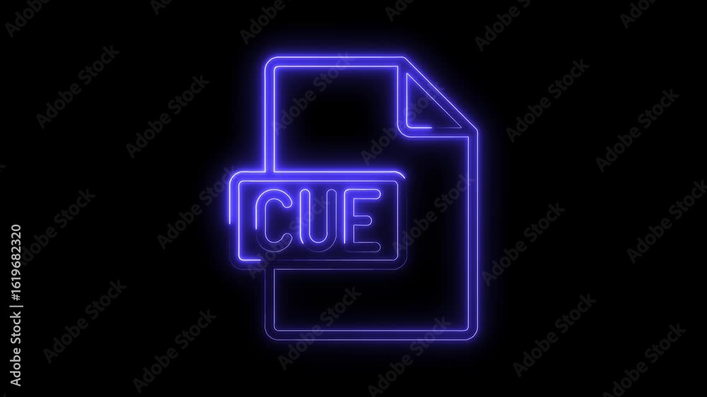 Glowing neon blue C U E file icon with transparent background and subtle light effects perfect for Glowing neon blue C U E file icon with transparent background and subtle light effects perfect for