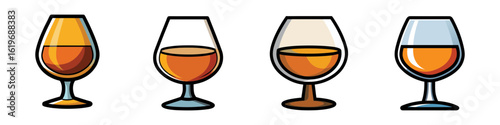 Brandy and cognac glasses with amber liquor-Brandy and cognac glasses with amber liquor