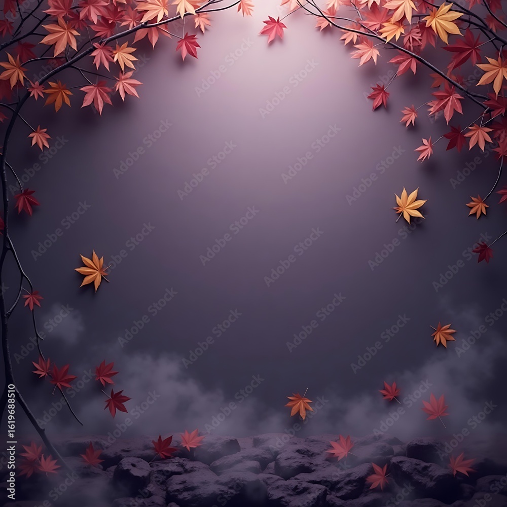 Obraz premium Falling Autumn Leaves Border