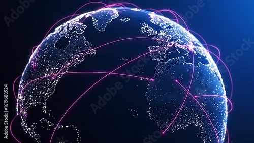 Global network connections on a detailed 3d earth model