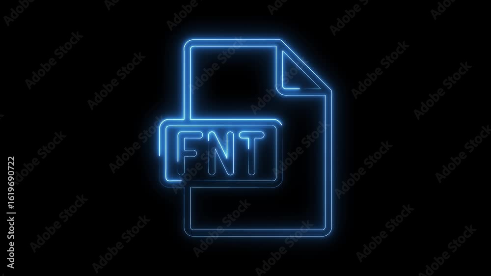Glowing blue neon F N T file icon isolated on black background futuristic digital document symbol bright Glowing blue neon F N T file icon isolated on black background futuristic digital document symbol bright