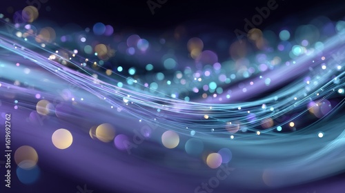 Abstract Fiber Optic Network with Colorful Light Bokeh