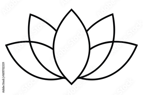 Simple outline drawing of a blooming lotus flower with clean lines