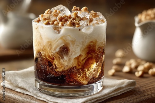 Wallpaper Mural Delicious layered iced coffee drink with creamy texture and crushed nuts on top. Torontodigital.ca