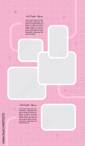 Pictures or photos frame collage, page grid layout abstract photo frames and digital photo wall template