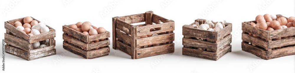 Obraz premium Wooden crates filled with eggs