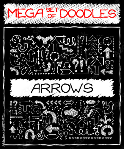 Mega set of Doodle illustration, vector, handdraw, Icons , Arrows icons
