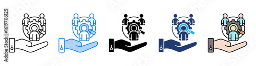 human resources icon set multiple style collection