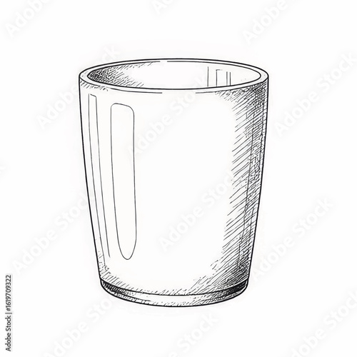 Empty glass cup with simple design in minimalist style  