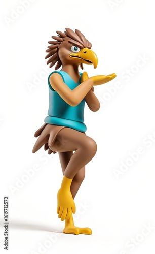 Plasticine Eagle in Garudasana Yoga Pose – Creative Clay Sculpture Concept