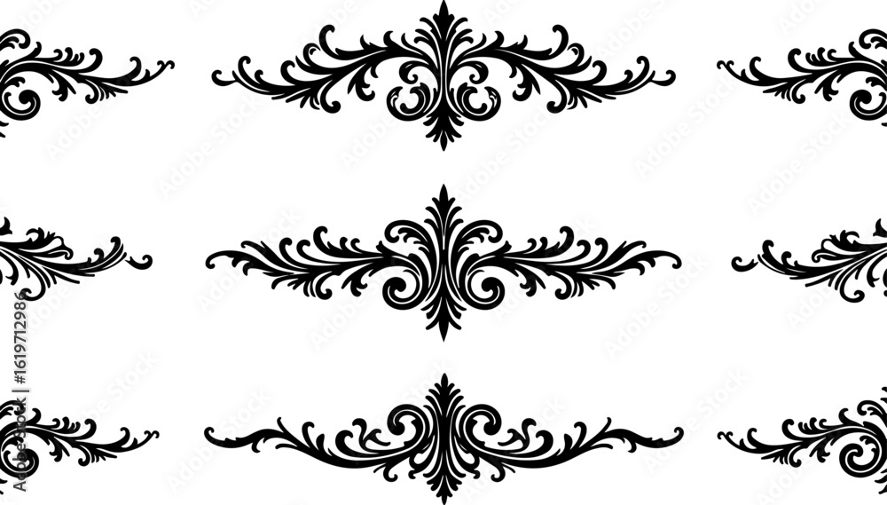 Obraz premium Ornamental Vintage Flourish Vector Design Elements Set