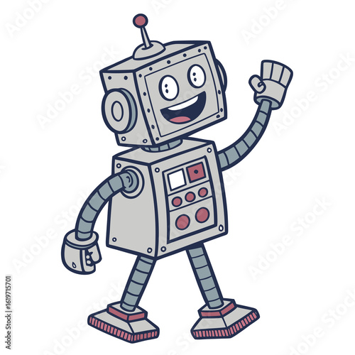 funny cartoon robot with open arms