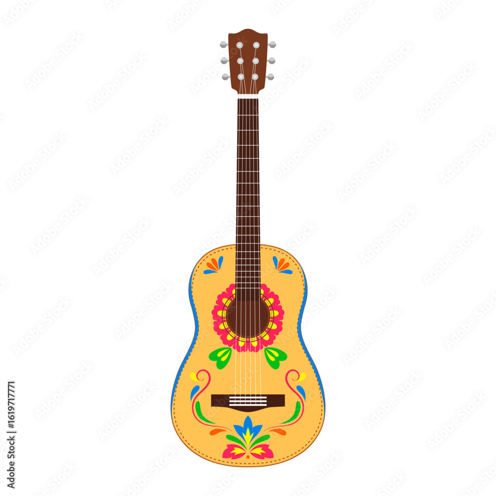 Naklejka premium Vector illustration of Hispanic Guitar on transparent background