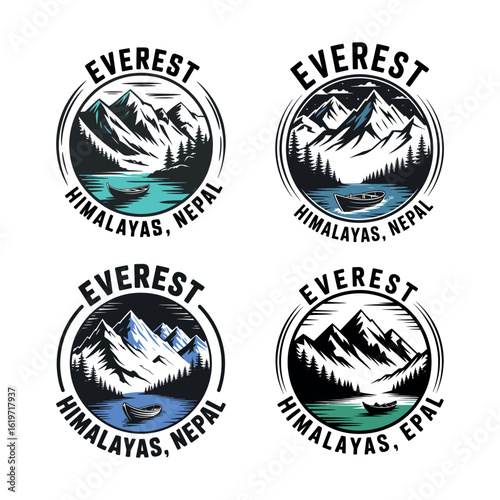 Mount Everest Himalayas Nepal Mountain Landscape Logos vector illustration