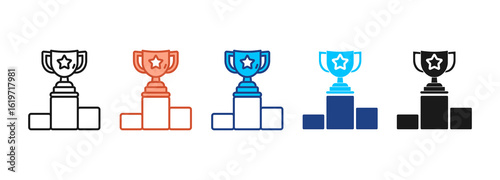 Podium Icon Set Multiple Style Collection