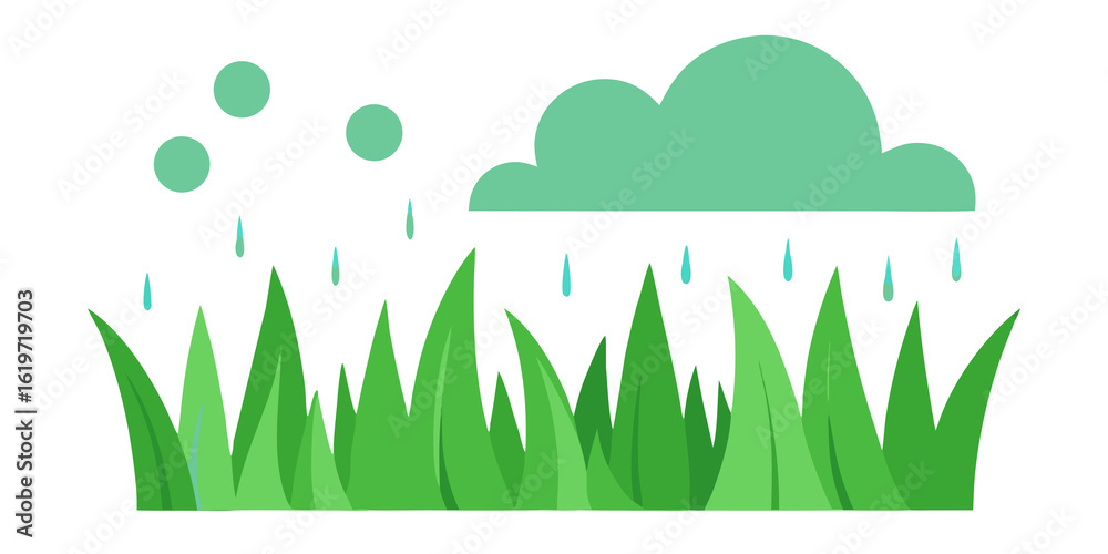 Obraz premium Green grass rain cloud droplets nature