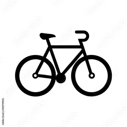 Bicycle silhouette icon in flat style with white background simple cycling vector for green lifestyle