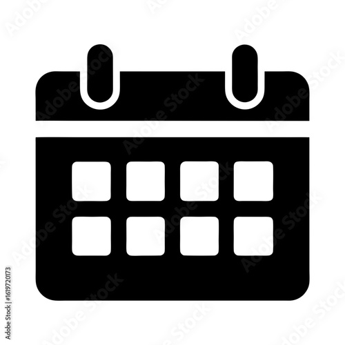 Calendar silhouette icon with date blocks minimal planner vector ideal for schedule and organization use