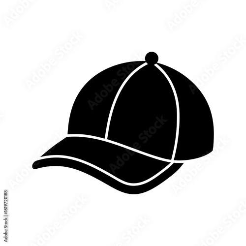 Cap silhouette icon in flat casual style white background modern headwear vector for apparel themes