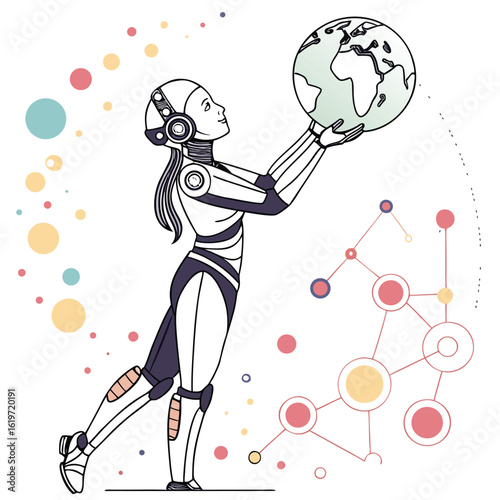 vector illustration of a girl with a ball