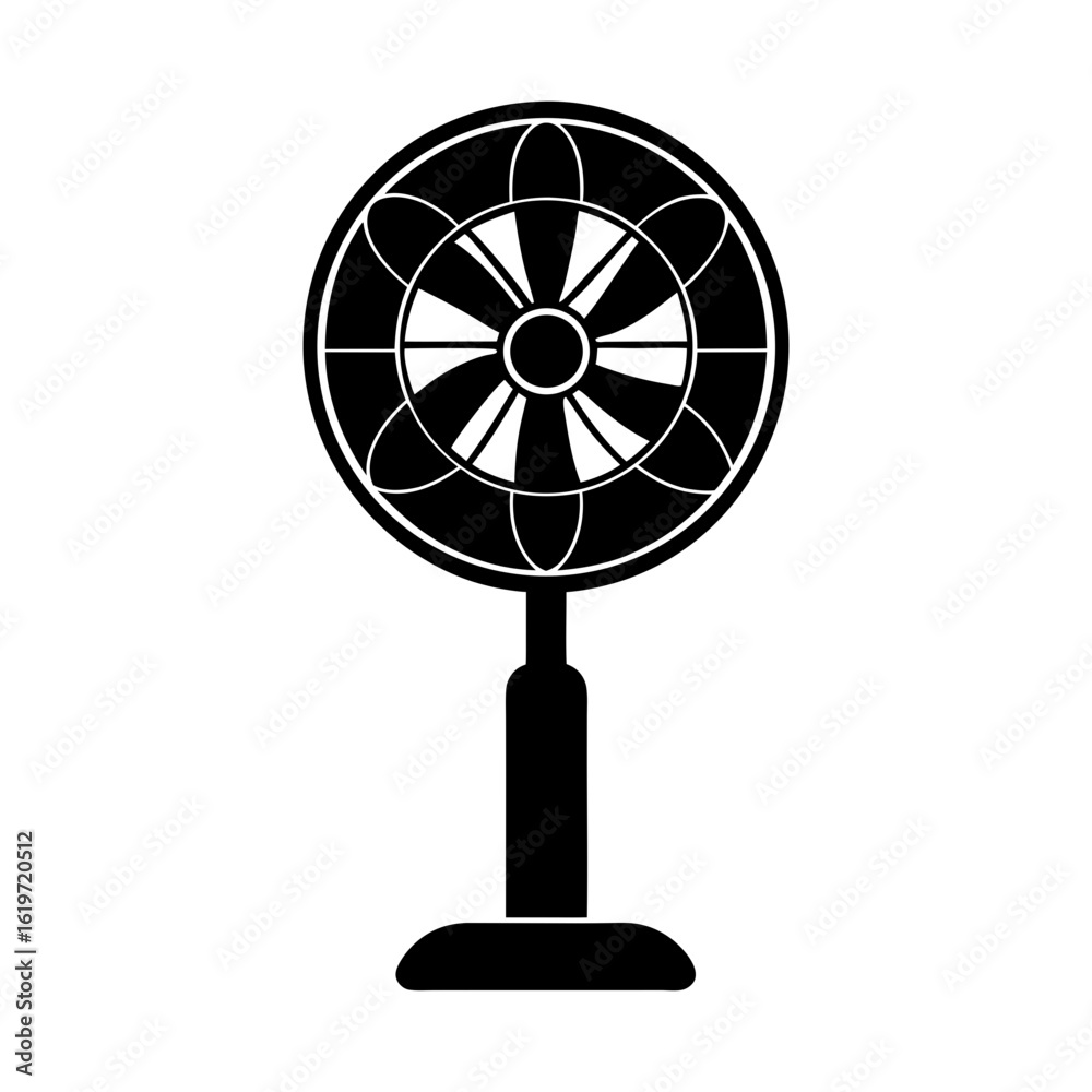 Electric fan silhouette icon in standing floor design home appliance vector perfect for summer and cooling Electric fan silhouette icon in standing floor design home appliance vector perfect for summer and cooling