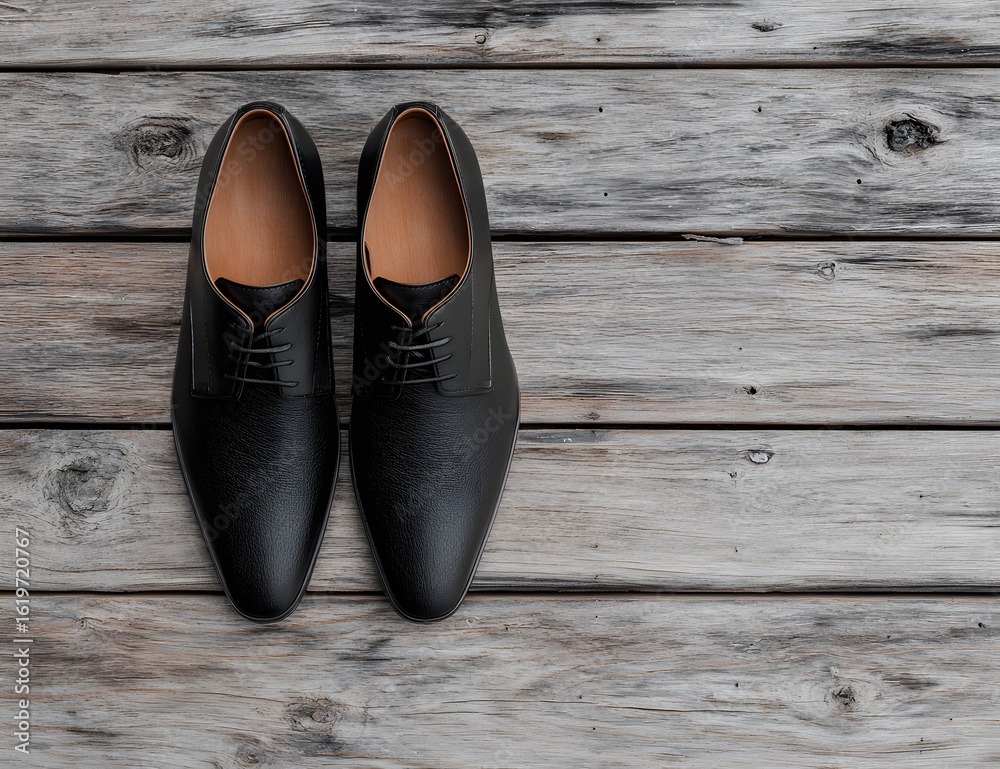 Classic Gentleman's Footwear Placed upon Rustic Wooden Boards Classic Gentleman's Footwear Placed upon Rustic Wooden Boards