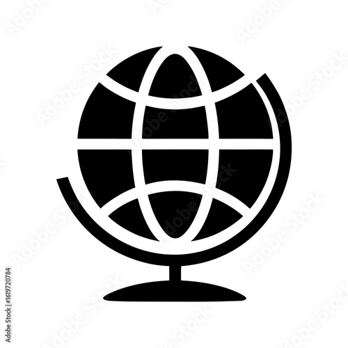 Globe silhouette icon with latitude lines clean world map vector ideal for education and international design