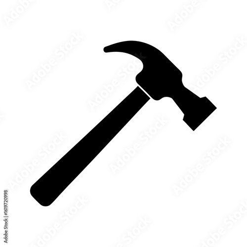 Hammer silhouette icon for builder and tools construction vector perfect for repair and industrial use  