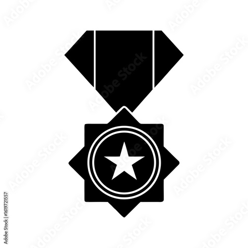 Medal silhouette icon flat prize vector perfect for winning honor and excellence themes  