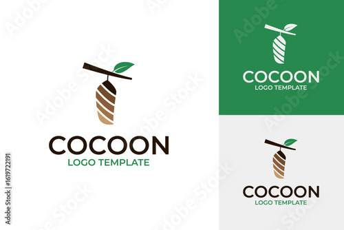 Creative cocoon logo design template vector illustration