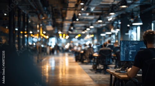 Wallpaper Mural Modern Open Plan Office with Diverse Professionals Collaborating Torontodigital.ca