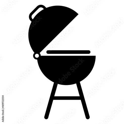 Icono silueta de parrilla para barbacoa con la tapa abierta 