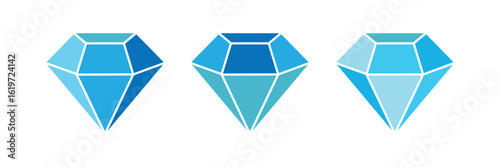 Diamond icon set. Different shapes of diamond cuts. Diamond icon set in flat style. Diamond collection icons. Diamonds lostockgo design. Vector illustration.