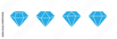 Diamond icon set. Different shapes of diamond cuts. Diamond icon set in flat style. Diamond collection icons. Diamonds lostockgo design. Vector illustration.