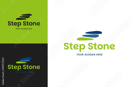 Step stairs stone logo design template vector illustration