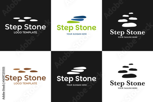 Set collection of stepping stone logo design template vector illustration