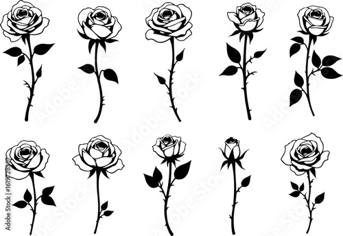 Skull and Rose Tattoo Vector Bundle – Gothic Floral Ink Art Set" graphics bundle