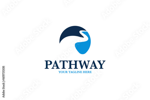 Modern pathway road logo design template vector illustration