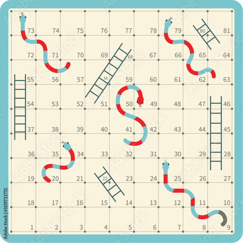 Ladder snakes game,Funny frame for children.Vector illustrations.